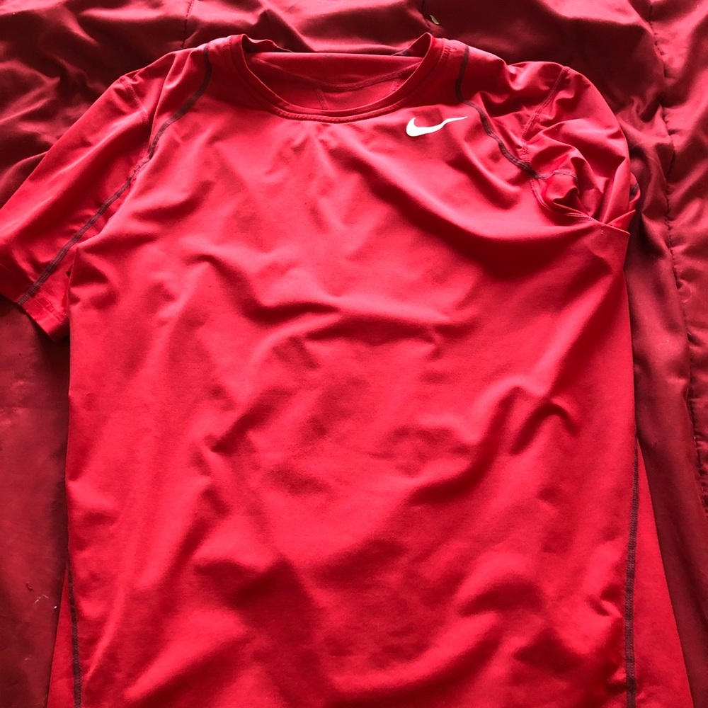 Red Nike pro combat tee